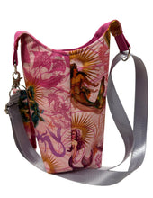 Load image into Gallery viewer, Pink Mermaids Crossbody Water Bottle Bag w/Cell Phone Pouch, Zipper Pocket and Key Wristlet
