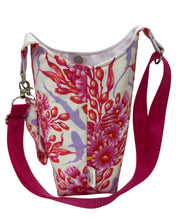 Load image into Gallery viewer, Sharks (Pink) Crossbody Water Bottle Bag w/Cell Phone Pouch, Zipper Pocket and Key Wristlet
