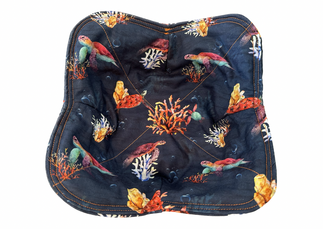 Navy Blue Sea Turtle and Coral Bowl Cozy