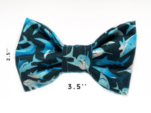 Load image into Gallery viewer, Blue Sharks Dog Bow Tie
