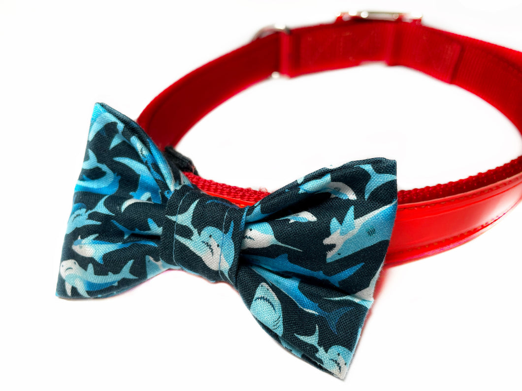 Blue Sharks Dog Bow Tie