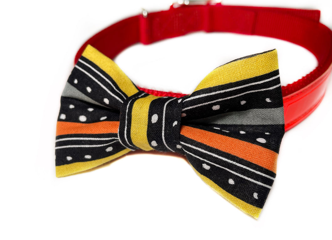 Halloween Stripe Dog Bow Tie